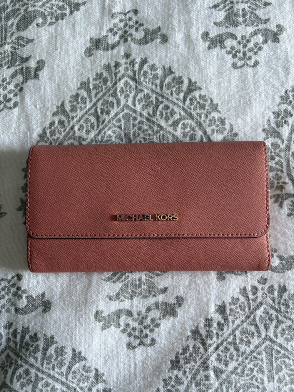 Michael Kors Dusty Rose Saffiano Leather Continental Wallet